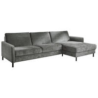 ECKSOFA in Chenille, Flachgewebe Dunkelgrau  316/175 cm  - Dunkelgrau/Schwarz, Design, Textil/Metall (316/175cm) - Dieter Knoll