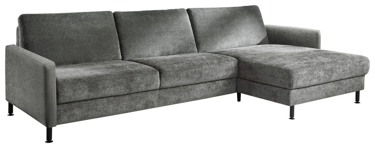 ECKSOFA in Chenille, Flachgewebe Dunkelgrau  316/175 cm  - Dunkelgrau/Schwarz, Design, Textil/Metall (316/175cm) - Dieter Knoll