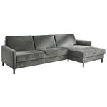 ECKSOFA Dieter Knoll in Chenille, Flachgewebe Dunkelgrau  316/175 cm  - Dunkelgrau/Schwarz, Design, Textil/Metall (316/175cm) - Dieter Knoll