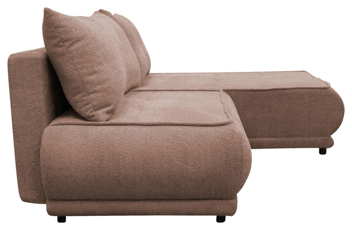 ECKSOFA in Bouclé Braun  277/179 cm  - Schwarz/Braun, Design, Kunststoff/Textil (277/179cm) - MID.YOU