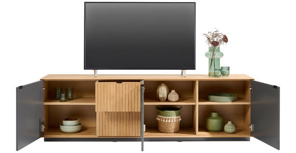 LOWBOARD Grau, Eichefarben  210/62/42 cm  - Eichefarben/Schwarz, Natur, Holz/Holzwerkstoff (210/62/42cm) - Linea Natura