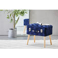 HOCKER Samt, Vliesstoff Kiefer Dunkelblau  - Naturfarben/Dunkelblau, Trend, Holz/Textil (52/47/37cm) - Xora