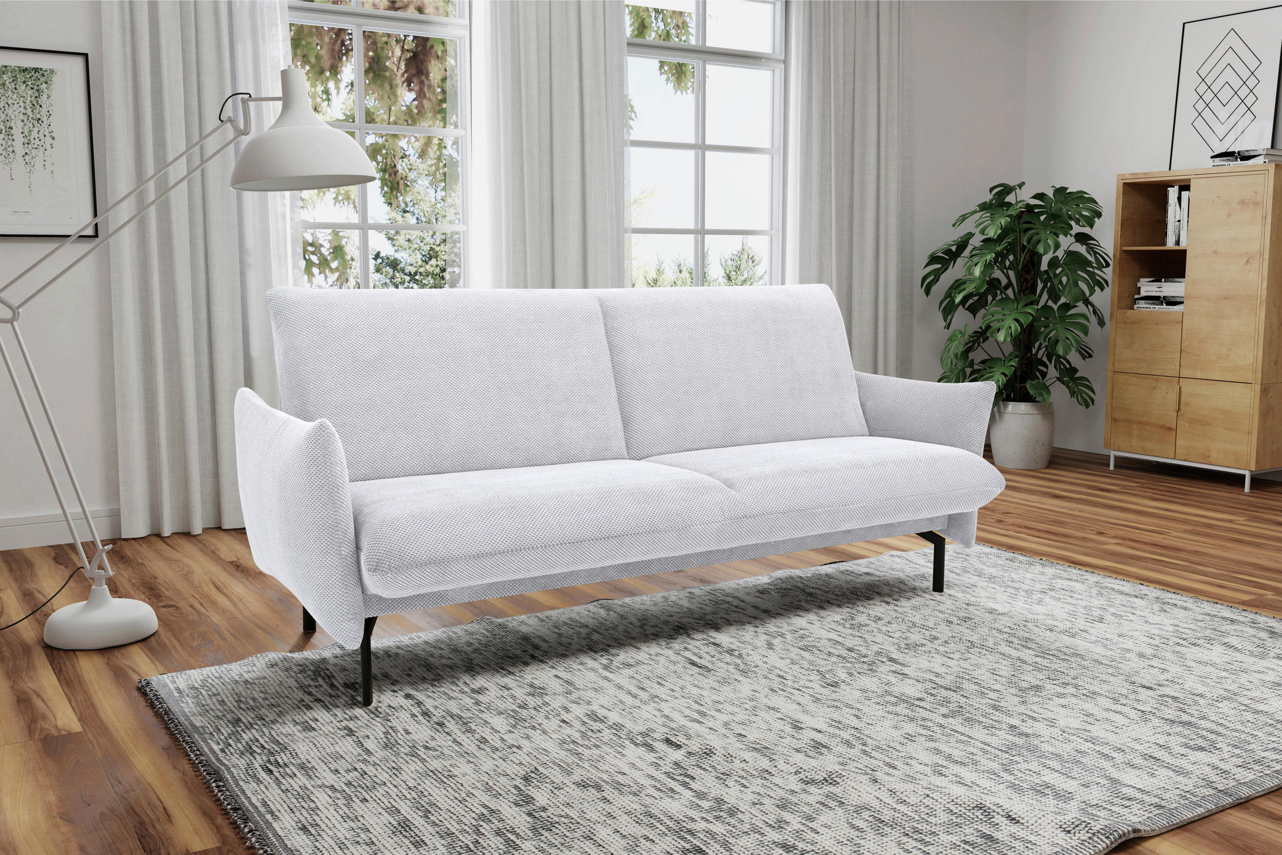 SCHLAFSOFA Mikrofaser Silberfarben  - Silberfarben/Schwarz, Design, Textil/Metall (234/102/95cm) - MID.YOU