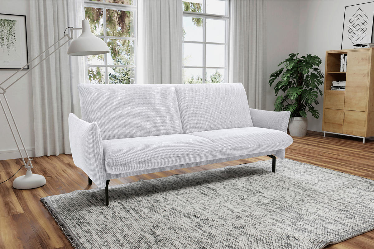 SCHLAFSOFA in Mikrofaser Silberfarben  - Silberfarben/Schwarz, Design, Textil/Metall (234/102/95cm) - MID.YOU