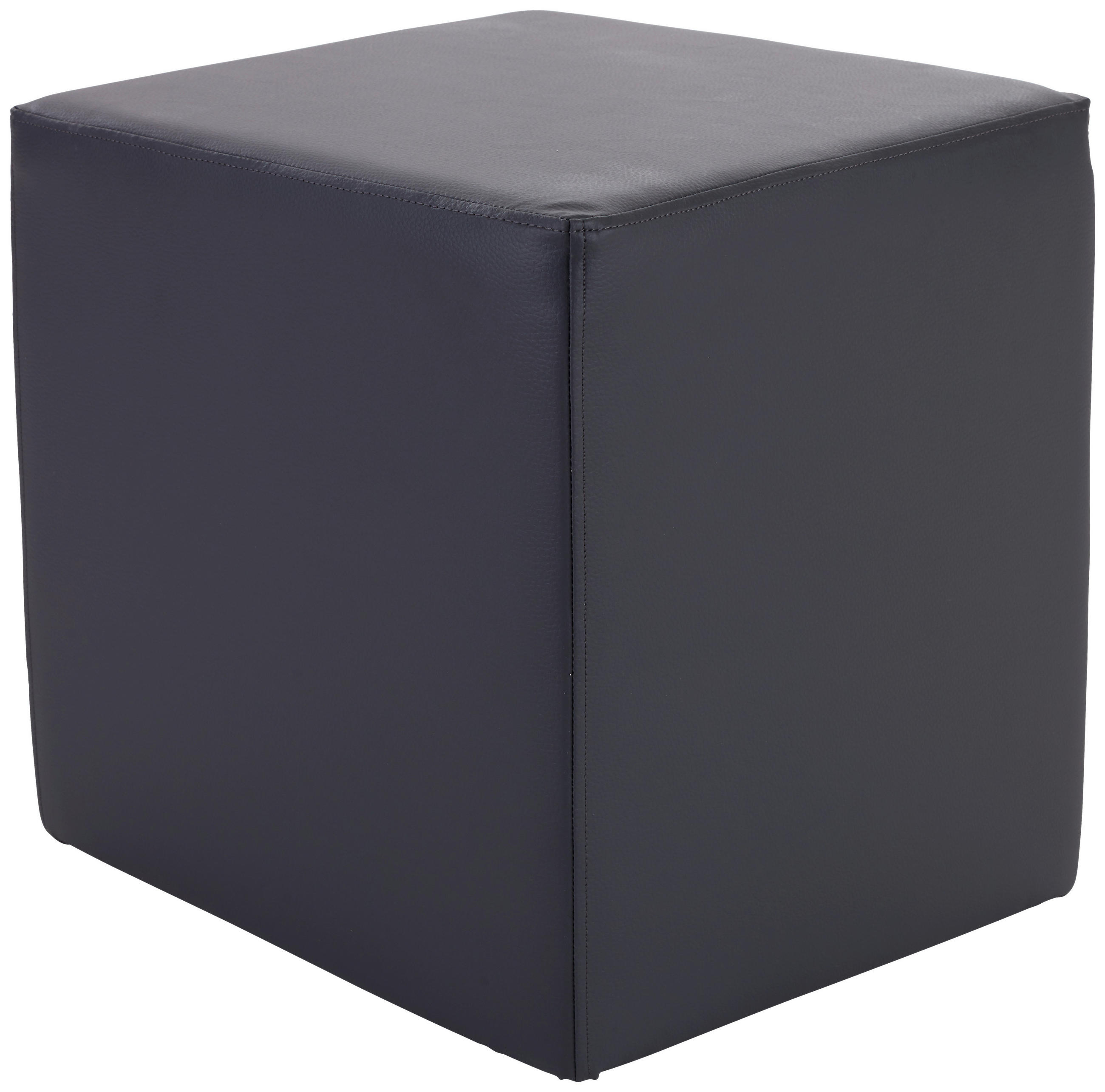 Hocker Betty Lederlook Grau H: 45 Cm Würfelförmig