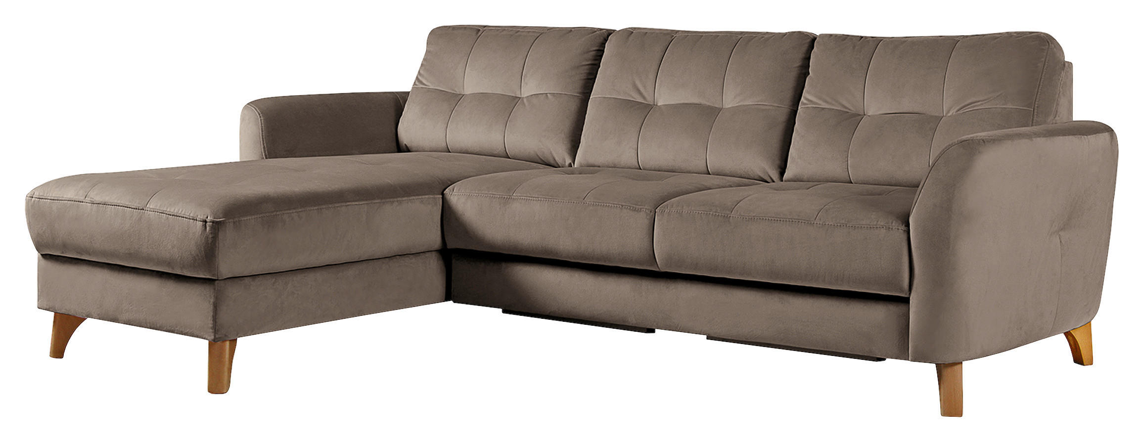 ECKSOFA Beige Samt  - Beige/Buchefarben, Design, Holz/Textil (168/238cm) - Livetastic