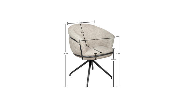 ARMLEHNSTUHL  in Eisen Bouclé  - Schwarz/Naturfarben, Design, Textil/Metall (65/80,5/65cm) - Belluti