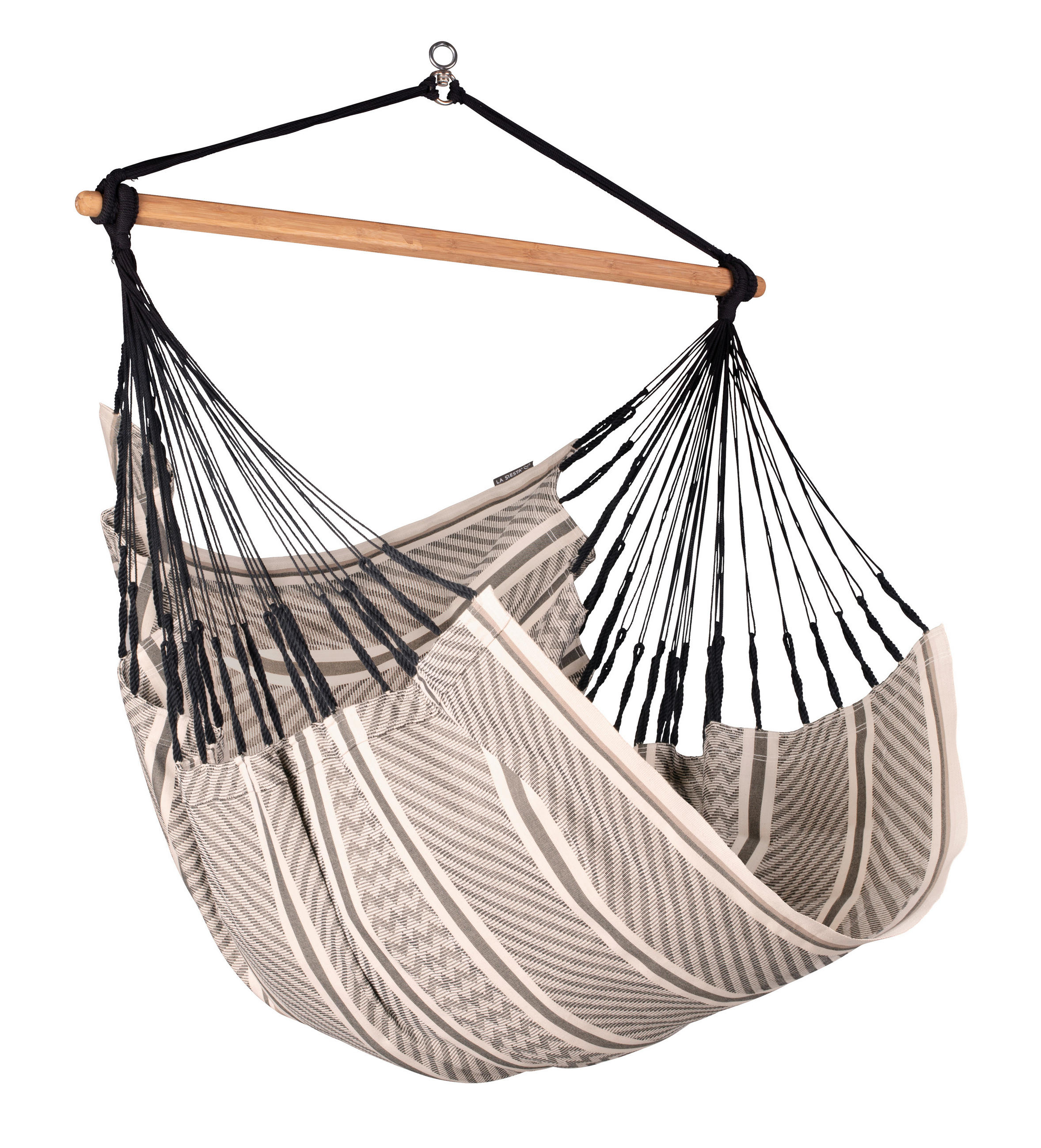 HÄNGESESSEL comfort org.cotton 110/160/180 cm  - Weiß/Grau, KONVENTIONELL, Holz/Textil (110/160/180cm) - La Siesta