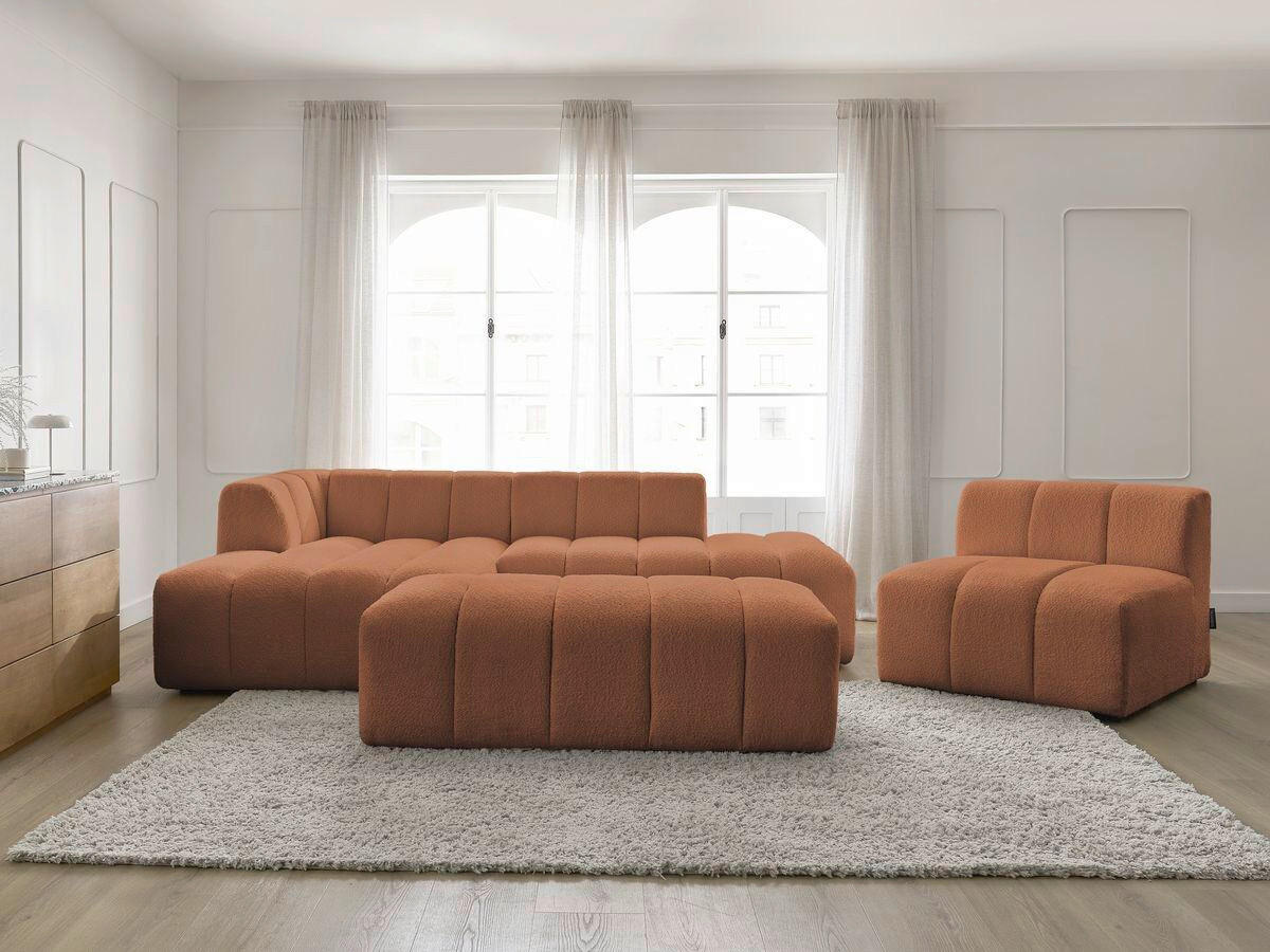 ECKSOFA Ottomane links  ANNECY Orange Bouclé  - Schwarz/Orange, MODERN, Kunststoff/Textil (170/262cm)