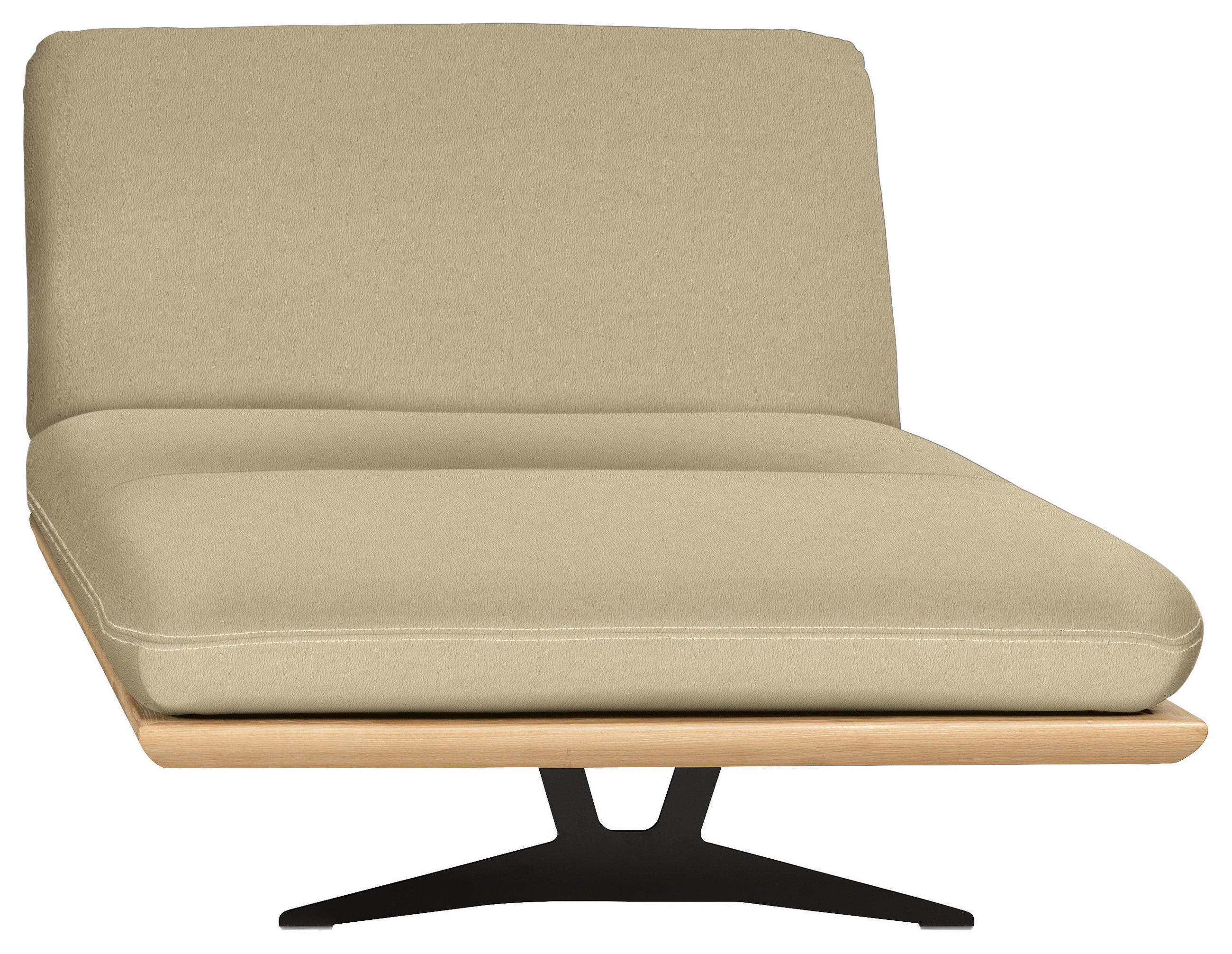 OTTOMANE Beige Echtleder  - Beige/Schwarz, Design, Leder/Holz (114/92/165cm) - Dieter Knoll