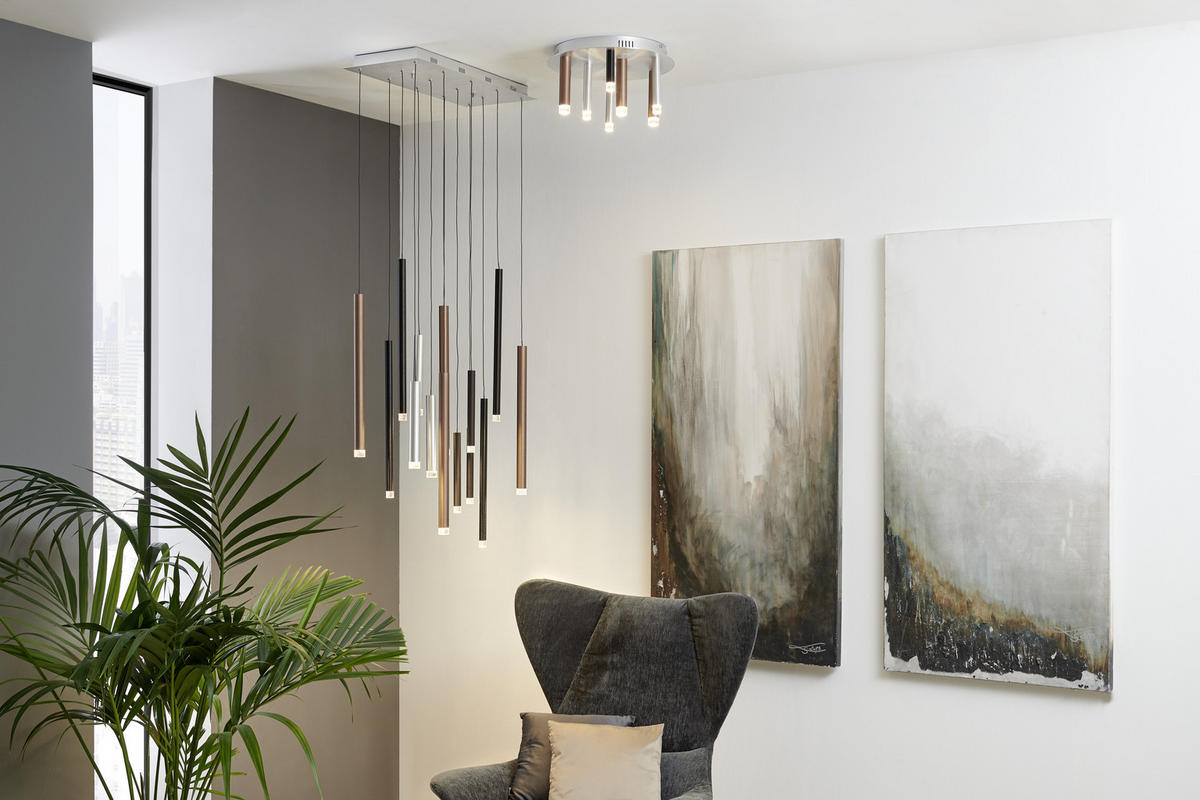 LED-HÄNGELEUCHTE 70/30/180 cm    - Hellbraun/Silberfarben, Design, Kunststoff/Metall (70/30/180cm)