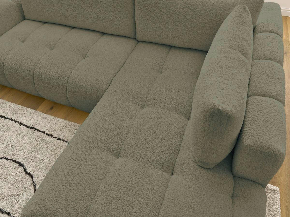 ECKSCHLAFSOFA EVEREST Bouclé Grün  inkl. Rückenkissen, Schlaffunktion  - Schwarz/Grün, MODERN, Kunststoff/Textil (282/204cm)