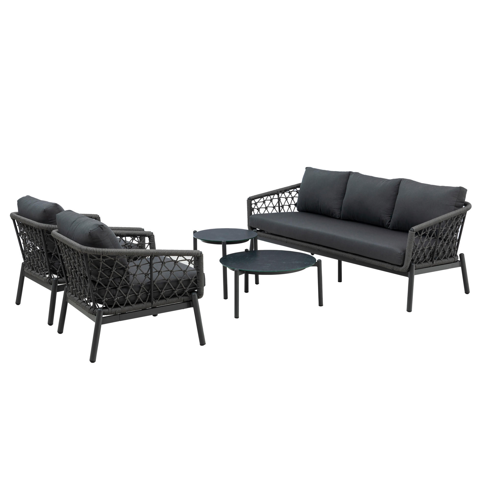 GARTENSET Aluminium  - Anthrazit, MODERN, Kunststoff/Textil - Gardenson