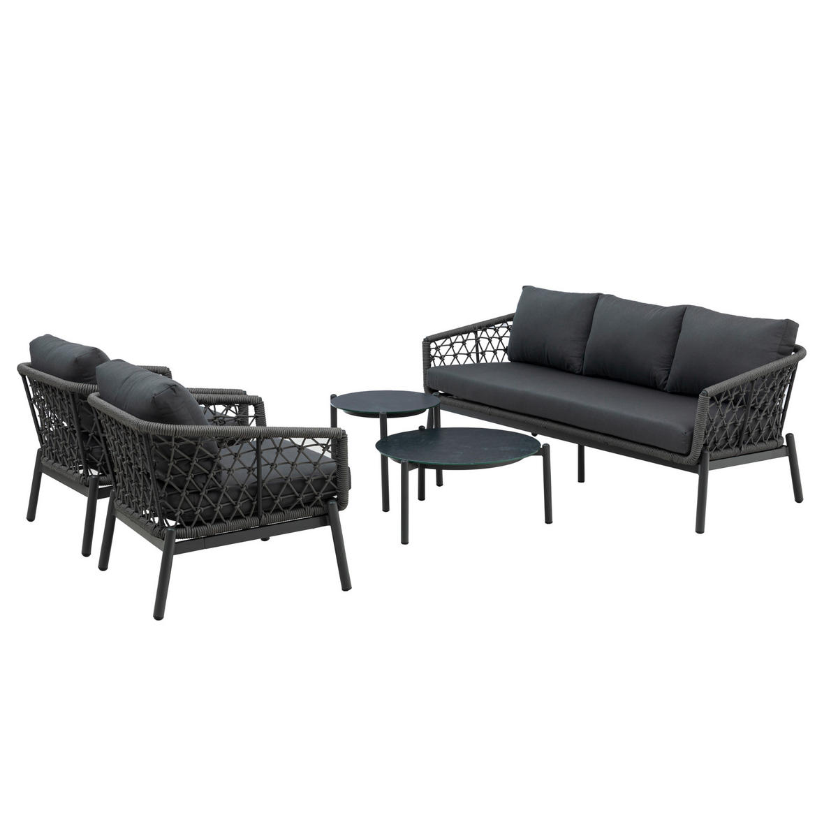 GARTENSET 5-teilig  - Anthrazit, MODERN, Kunststoff/Textil - Gardenson