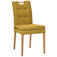 STUHL Webstoff Gelb, Eichefarben Eiche massiv  - Eichefarben/Gelb, KONVENTIONELL, Holz/Textil (47/91,5/59cm) - Celina Home