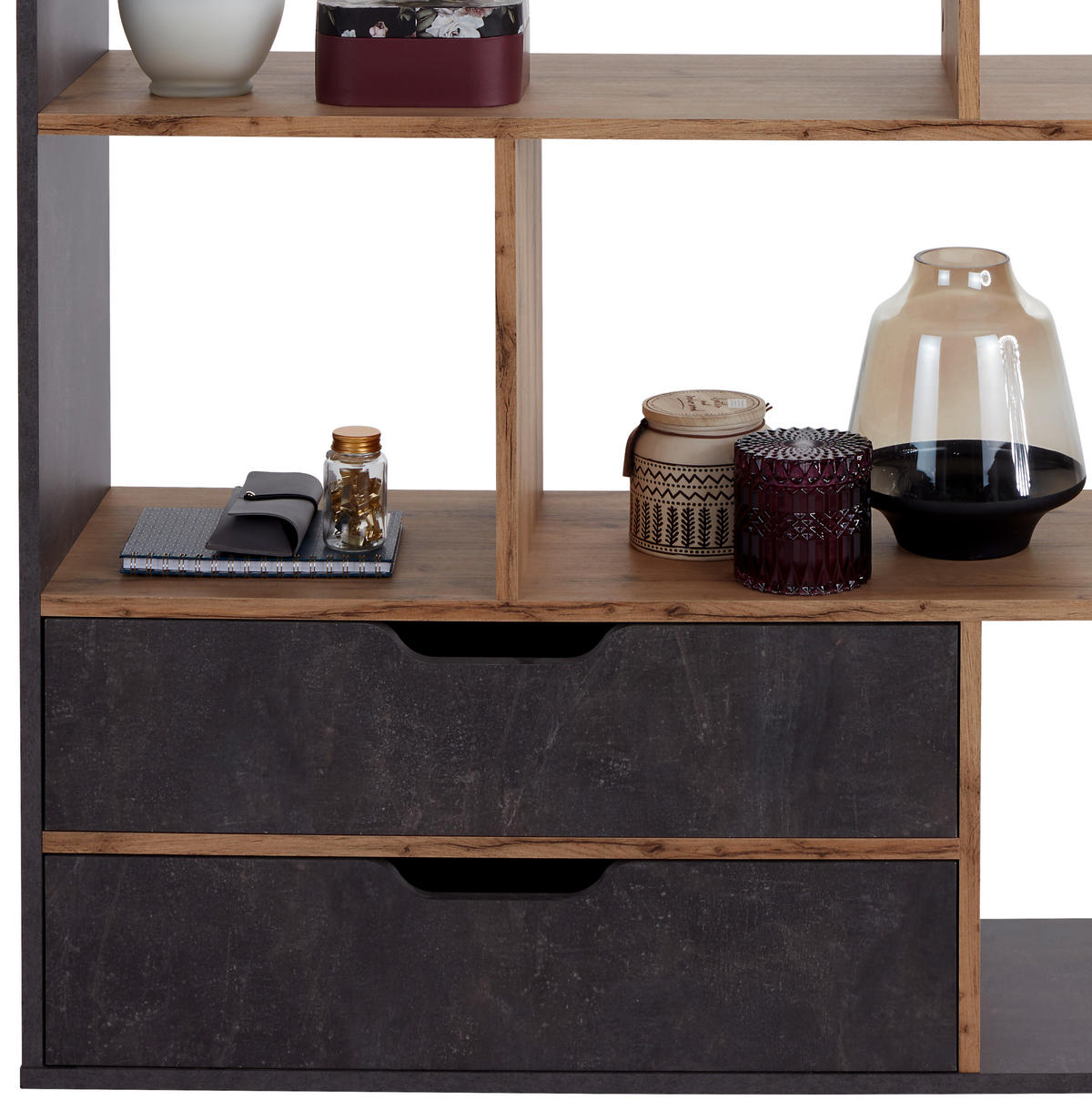 PREDELNA STENA 110/185/32 cm barve hrasta, siva  - siva/barve hrasta, Moderno, leseni material (110/185/32cm) - Carryhome