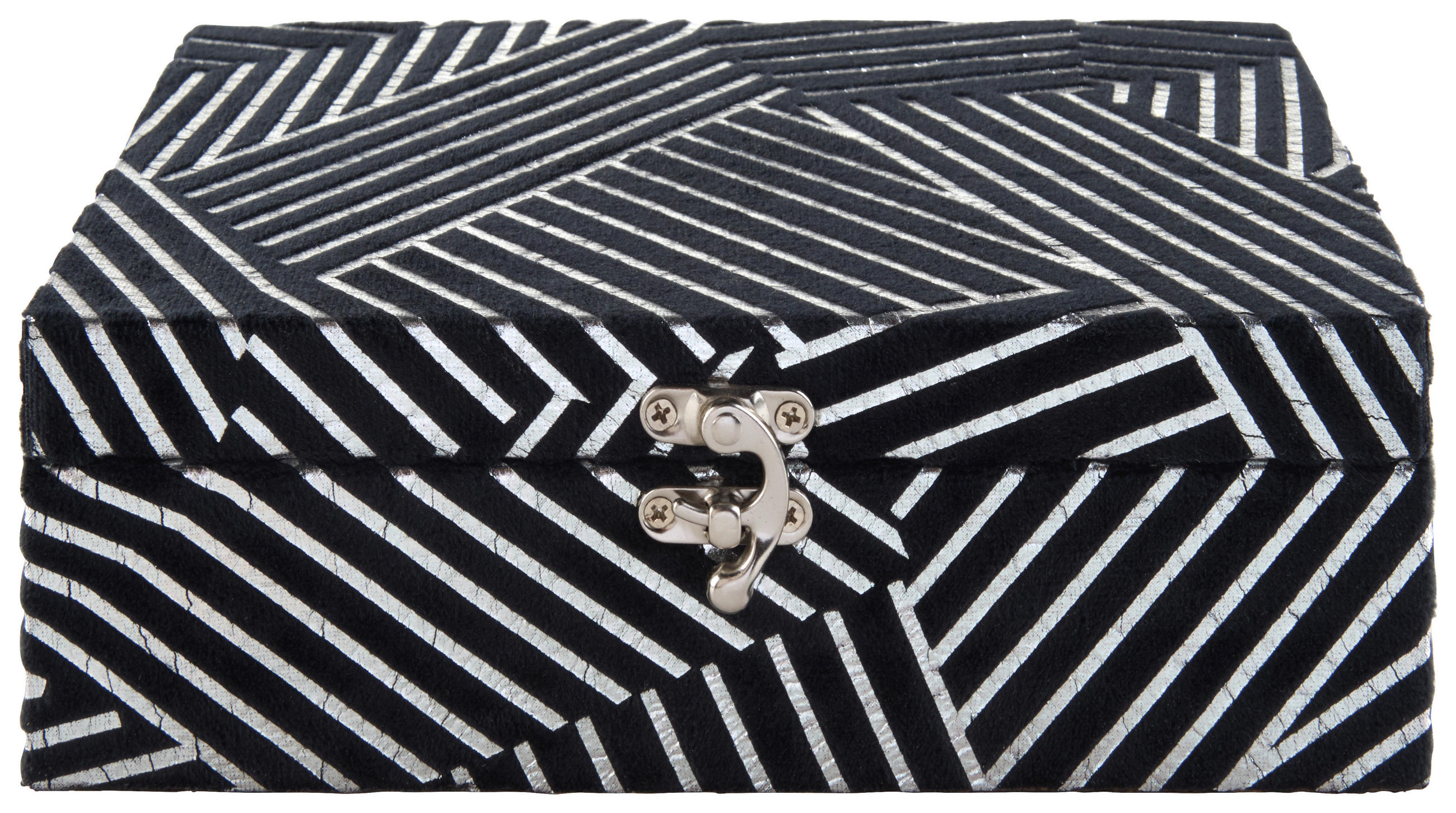 CUTIE DECORATIVĂ    22/14/7 cm  - argintiu/negru, Trend, metal/textil (22/14/7cm) - Ambia Home