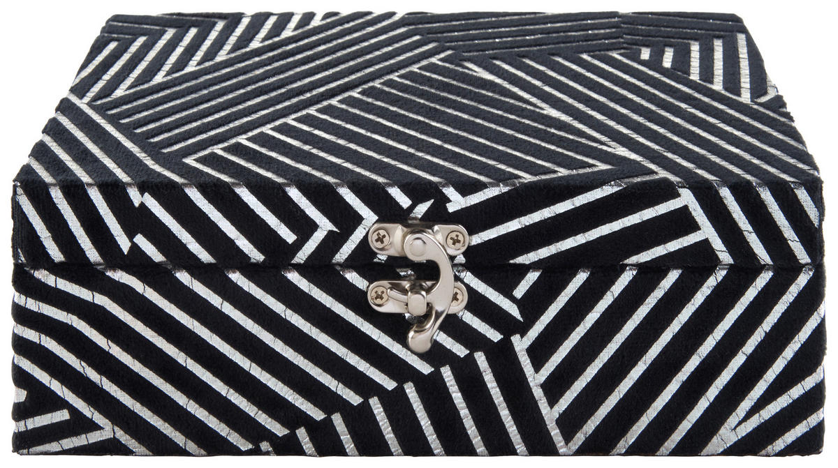 CUTIE DECORATIVĂ    22/14/7 cm  - argintiu/negru, Trend, metal/textil (22/14/7cm) - Ambia Home