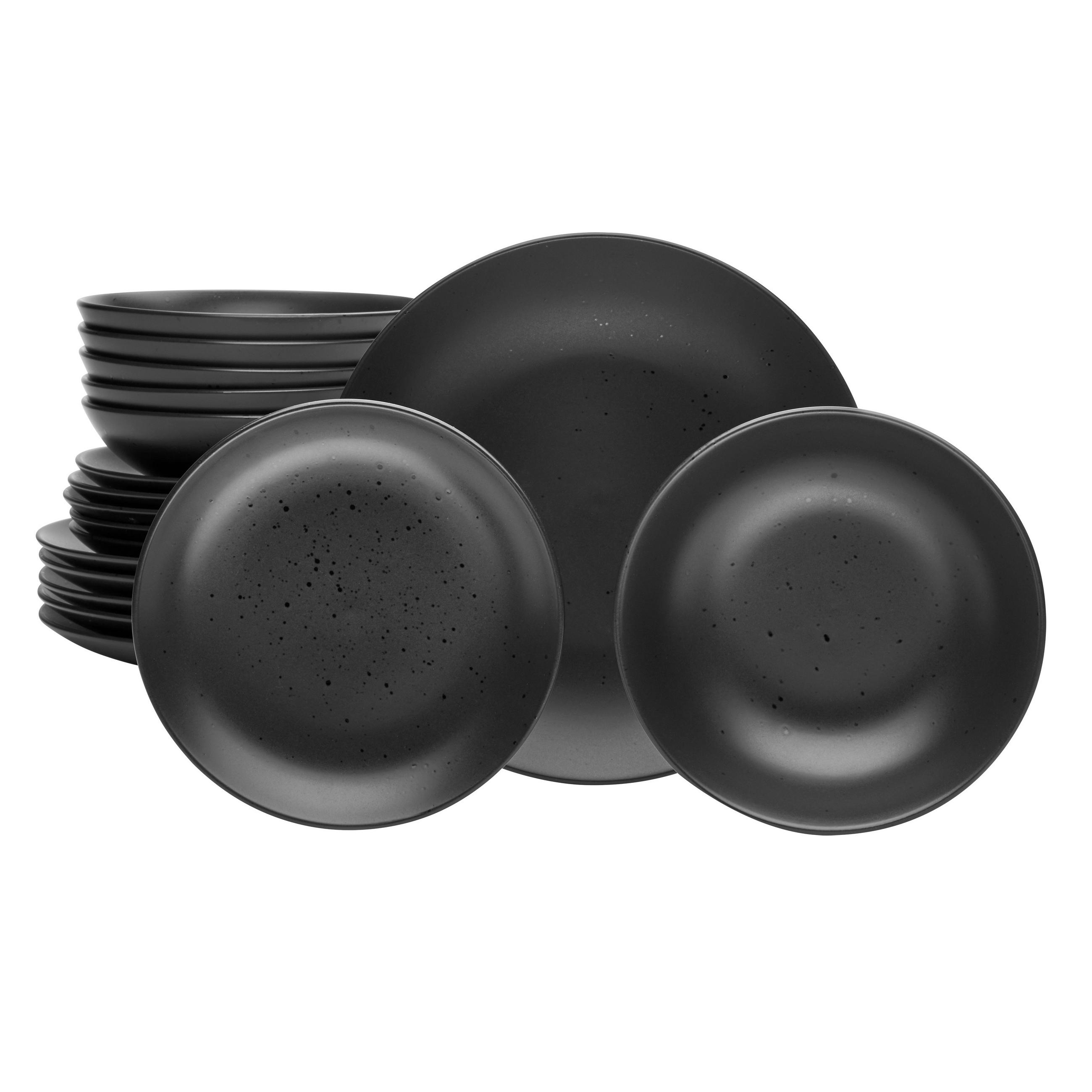 TAFELSERVICE Schwarz 18-teilig Luna  - Schwarz, KONVENTIONELL, Keramik (200null) - Van Well