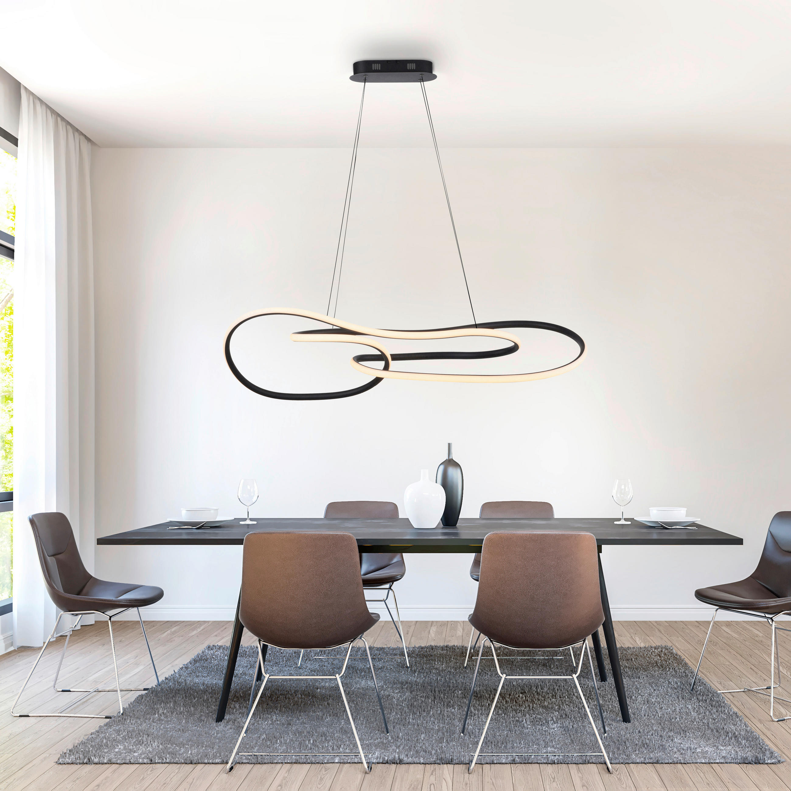 VISEČA LED-SVETILKA  TWIST 64 W//2700 K/230 V/ - črna, Design, kovina/umetna masa (122/40/120cm)