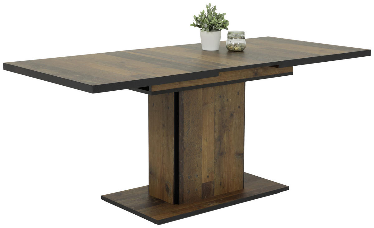 ESSTISCH - Dunkelbraun/Schwarz, KONVENTIONELL, Holzwerkstoff (120-160/80/76cm) - Carryhome