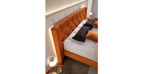 BOXSPRINGBETT 180/200 cm,  in Rostfarben, Matratzen, unterschiedliche Matratzenhärtegrade je Bettseite, H2 + H3 = mittel + fest  - Rostfarben/Schwarz, Design, Kunststoff/Textil (180/200cm) - Dieter Knoll