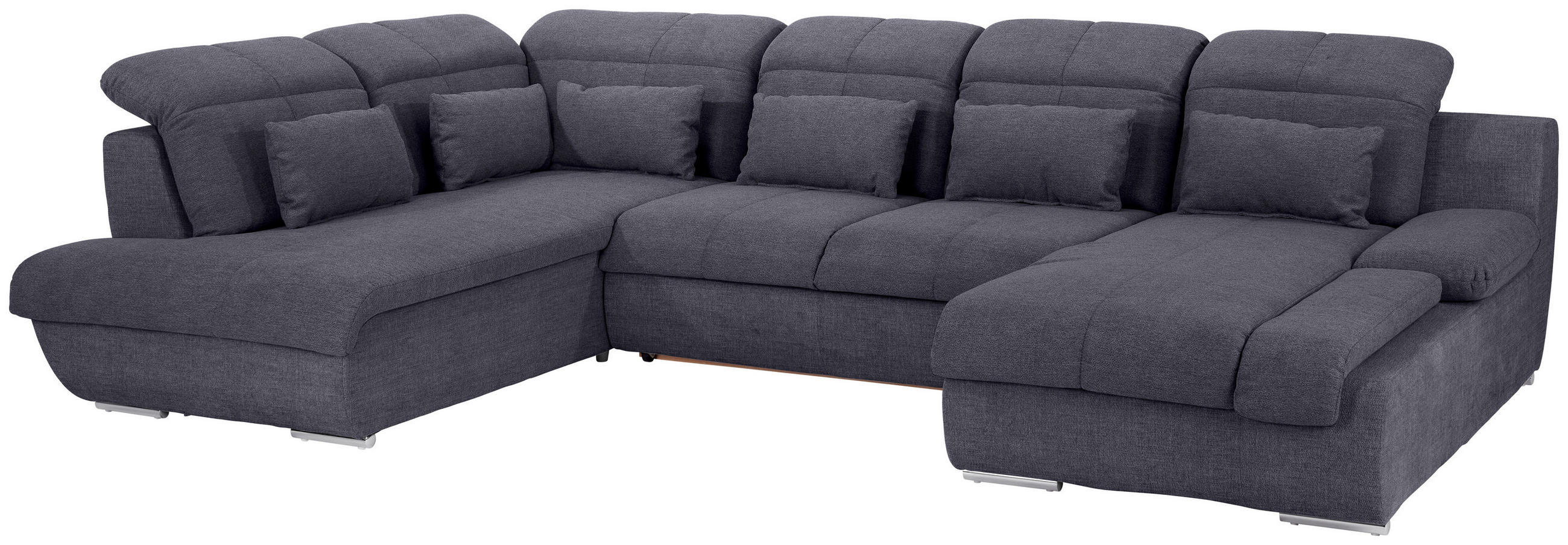 WOHNLANDSCHAFT Dunkelblau Mikrofaser  - Chromfarben/Dunkelblau, MODERN, Textil/Metall (228/345/184cm) - MID.YOU