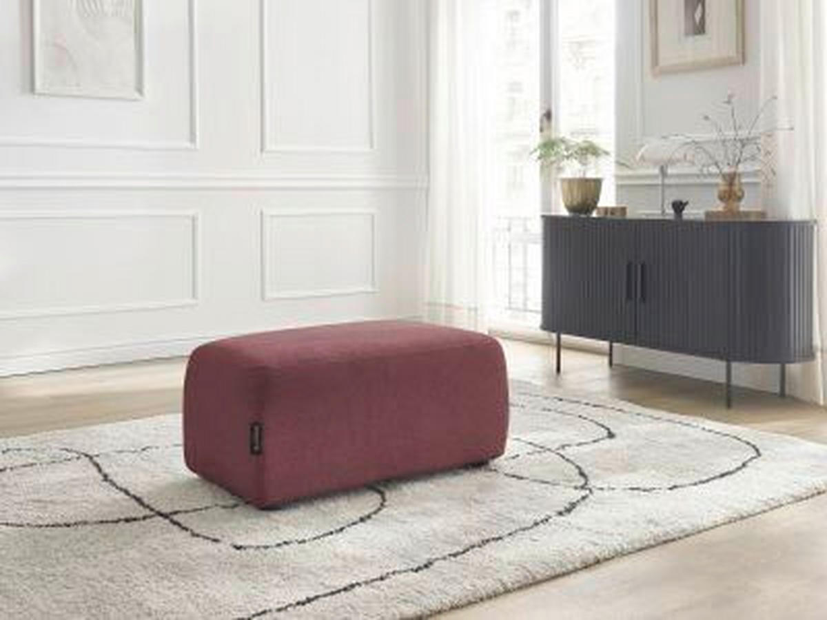 HOCKER ATILLA Flachgewebe Rot  - Rot/Schwarz, MODERN, Kunststoff/Textil (92/44/48cm)