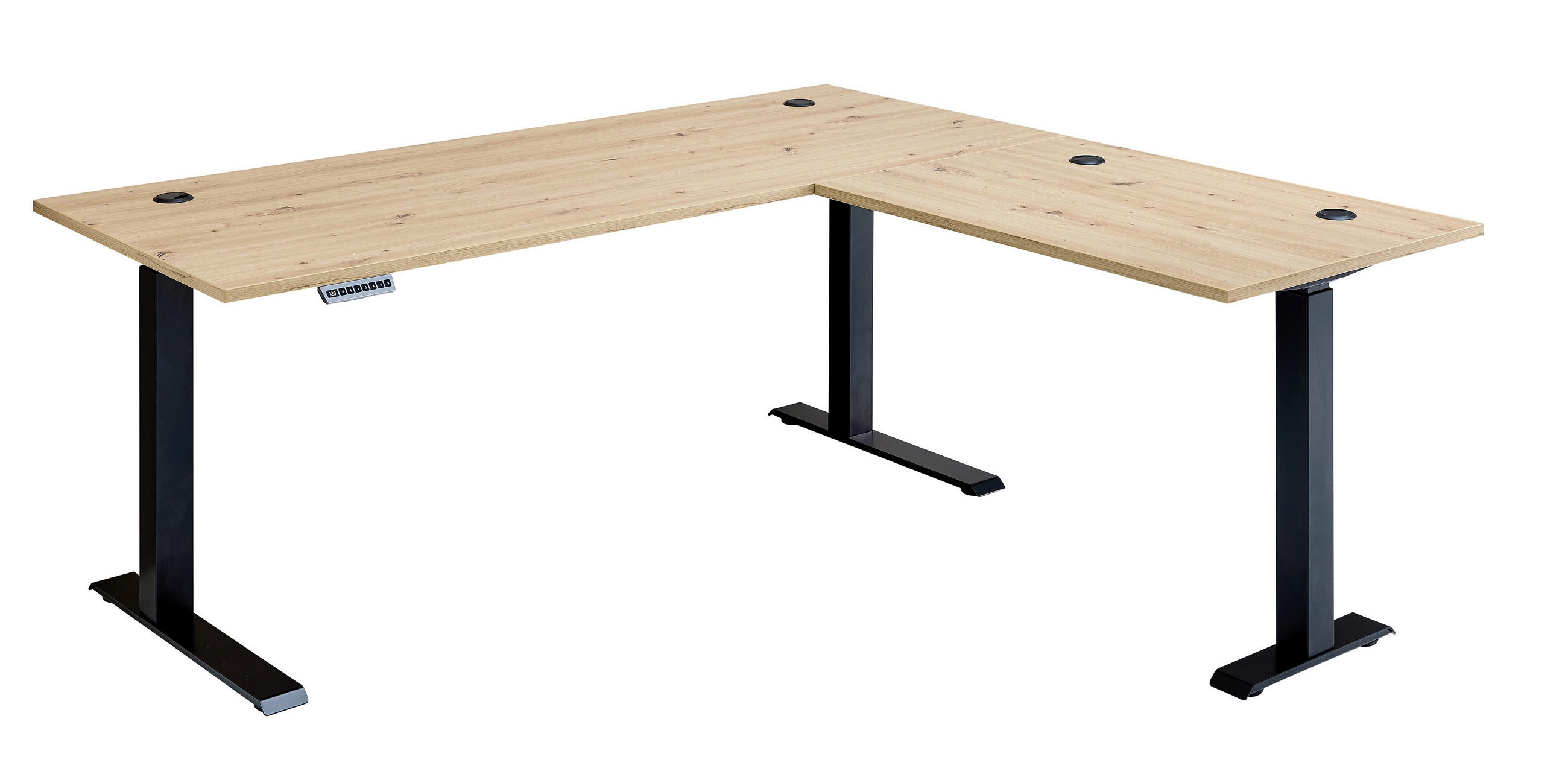 MID.YOU ROHOVÝ PÍSACÍ STÔL, čierna, dub artisan, 185/177/72 cm