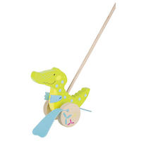 IGRAČKA ZA GURANJE  Krokodil Susibell  - višebojno, Basics, drvo (19cm) - Goki