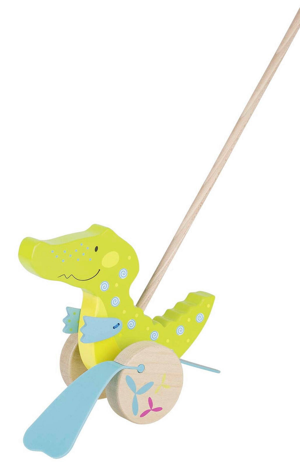 IGRAČKA ZA GURANJE  Krokodil Susibell  - višebojno, Basics, drvo (19cm) - Goki