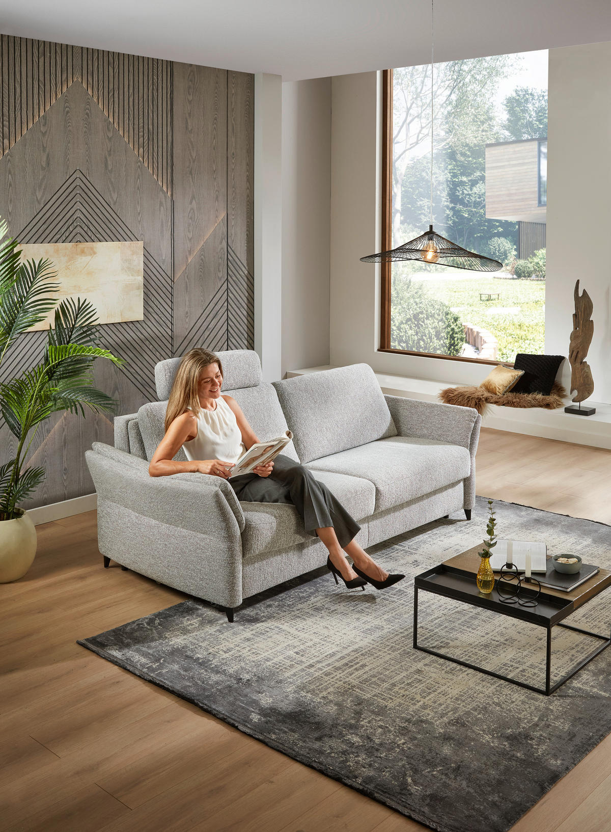KANAPÉÁGY textil világosszürke  - világosszürke/fekete, Konventionell, textil/fém (222/87/100cm) - Dieter Knoll