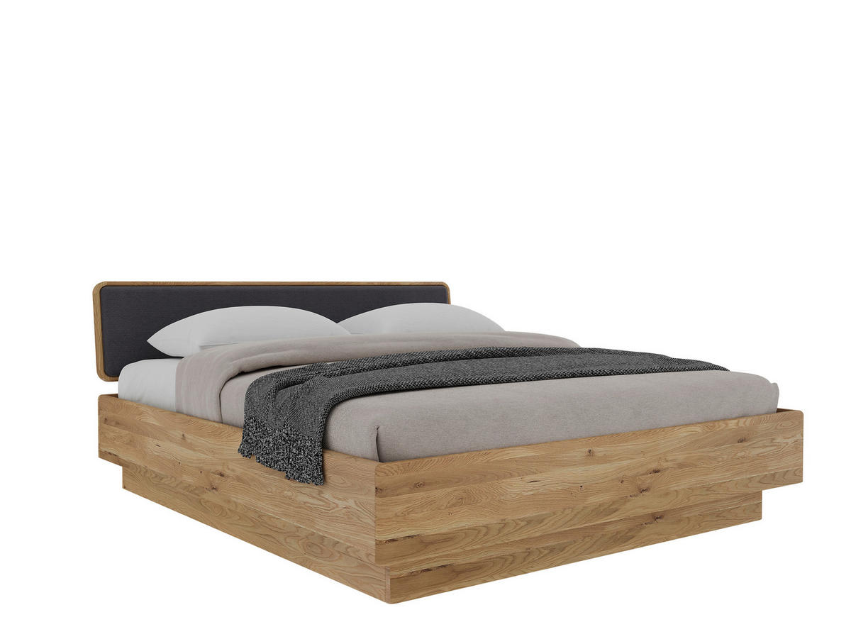 BETT in Braun, Eichefarben  - Eichefarben/Braun, MODERN, Holz/Textil (180/200cm) - MID.YOU