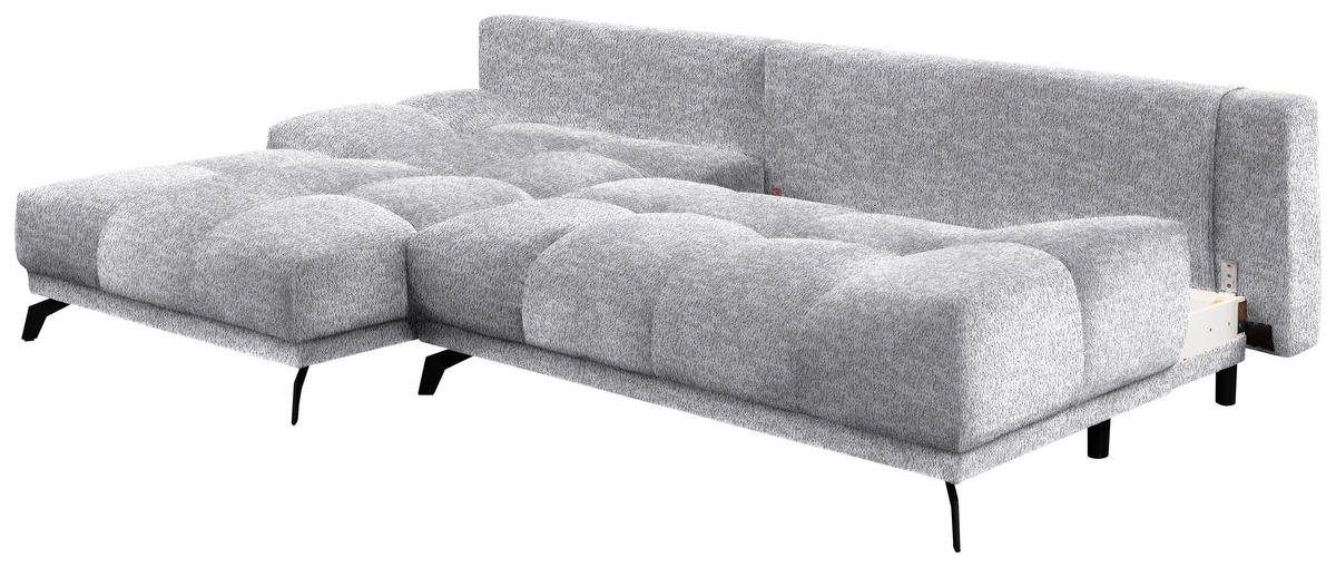 ECKSOFA in Chenille Grau  - Schwarz/Grau, Modern, Textil/Metall (182/290cm) - Hom`in