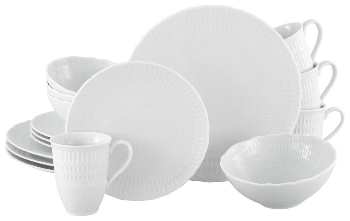 KOMBINOVANÁ SOUPRAVA, 16dílné, porcelán - bílá, Design, keramika - Creatable