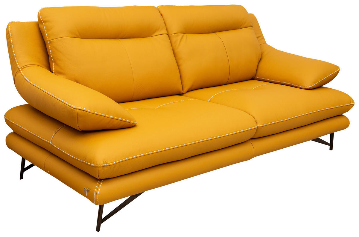 2,5 ÜLÉSES KANAPÉ bőr currysárga  - bézs/currysárga, Basics, bőr (195/91/96cm) - Calia Italia