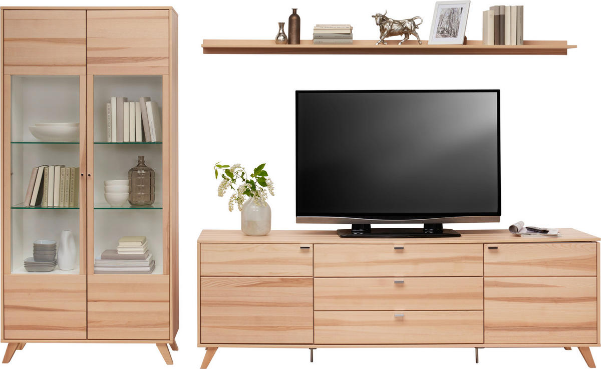 WOHNWAND  in Eschefarben  318,2/190,9/49,2 cm  - Chromfarben/Eschefarben, Design, Glas/Holz (318,2/190,9/49,2cm) - Invivus