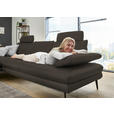 ECKSOFA in Echtleder Graubraun  180/310 cm  - Graubraun/Schwarz, Design, Leder/Metall (180/310cm) - Dieter Knoll