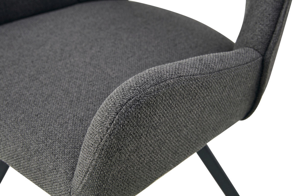 STUHL-SET 2 Stück  in Webstoff  - Anthrazit/Schwarz, MODERN, Textil/Metall (56/91/63cm) - MID.YOU