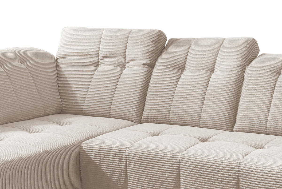 ECKSOFA Beige Cord  - Beige/Schwarz, MODERN, Textil/Metall (200/261cm) - Livetastic