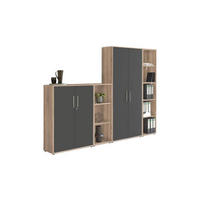 AKTENSCHRANK Anthrazit, Sonoma Eiche  - Anthrazit/Sonoma Eiche, MODERN, Holzwerkstoff (128,5/185,6/33cm) - MID.YOU