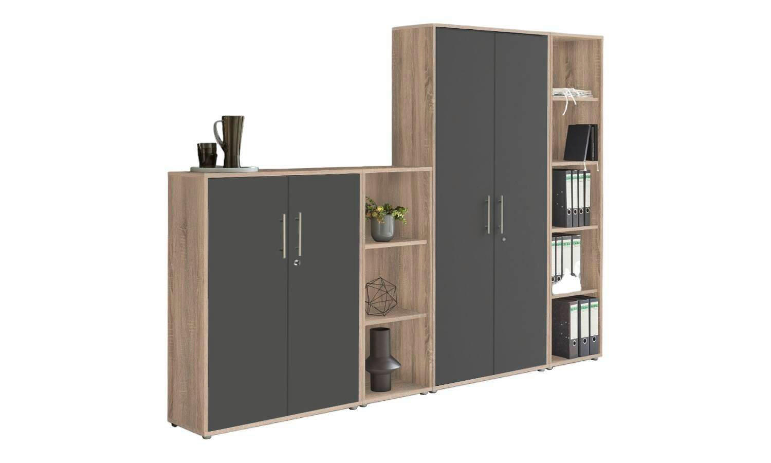 Mid.you Aktenschrank Office Edition Anthrazit, Sonoma Eiche 128.5x185.6x33 cm