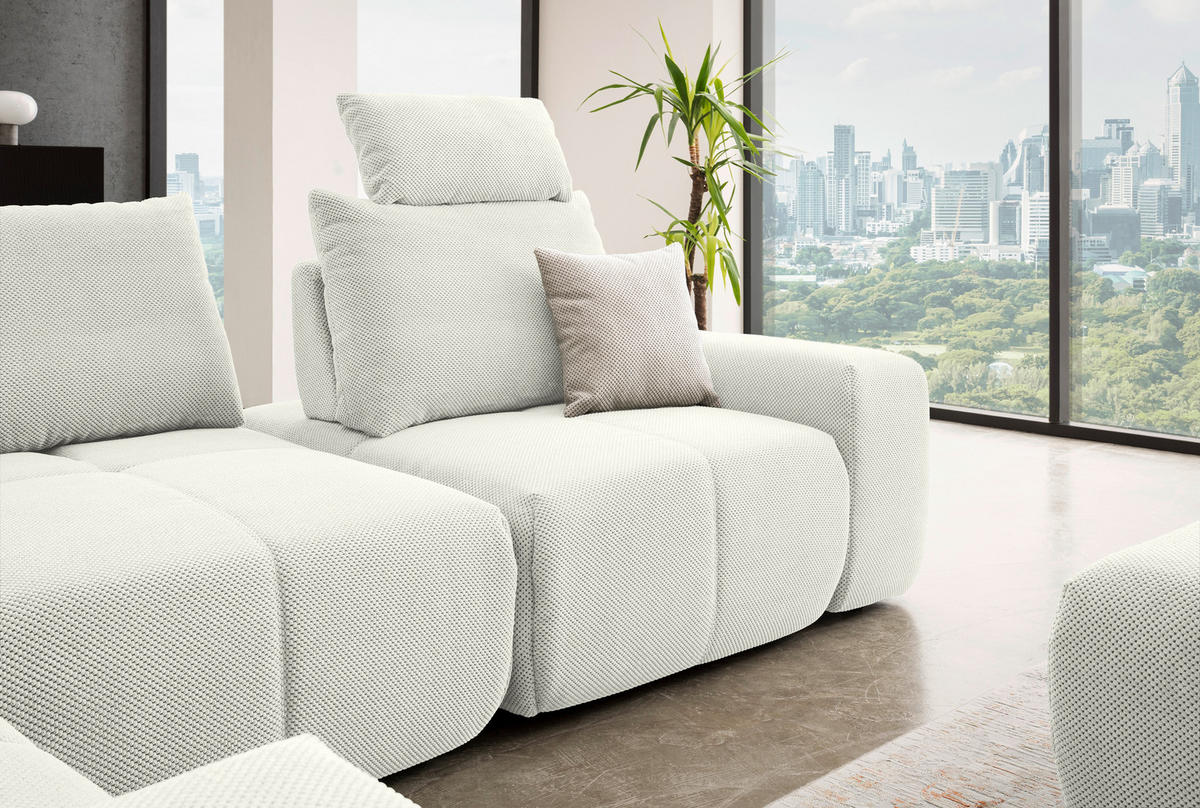 ECKSOFA in Velours Creme  - Creme/Schwarz, Design, Kunststoff/Textil (236/326cm) - Xora