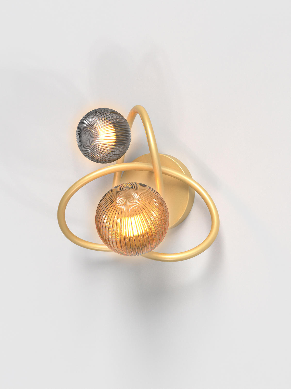 APLICĂ DE PERETE CU LED - auriu, Design, sticlă/metal (27/25,6/29,5cm) - Wofi