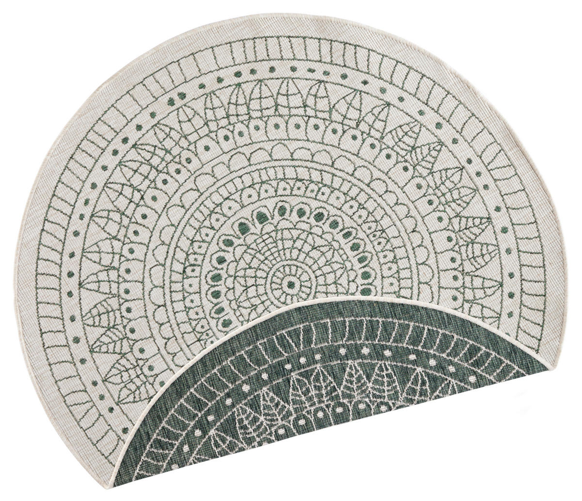 OUTDOORTEPPICH für Terrasse und Balkon 100 cm Twin Creme, Dunkelgrün  - Dunkelgrün/Creme, Design, Kunststoff (100cm) - Hanse Home