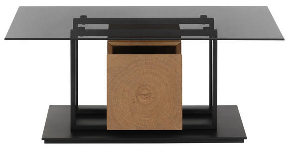 COUCHTISCH Eiche furniert Sicherheitsglas 110/70/45 cm rechteckig Schwarz, Eichefarben - Eichefarben/Schwarz, Design, Glas/Holz (110/70/45cm) - Novel