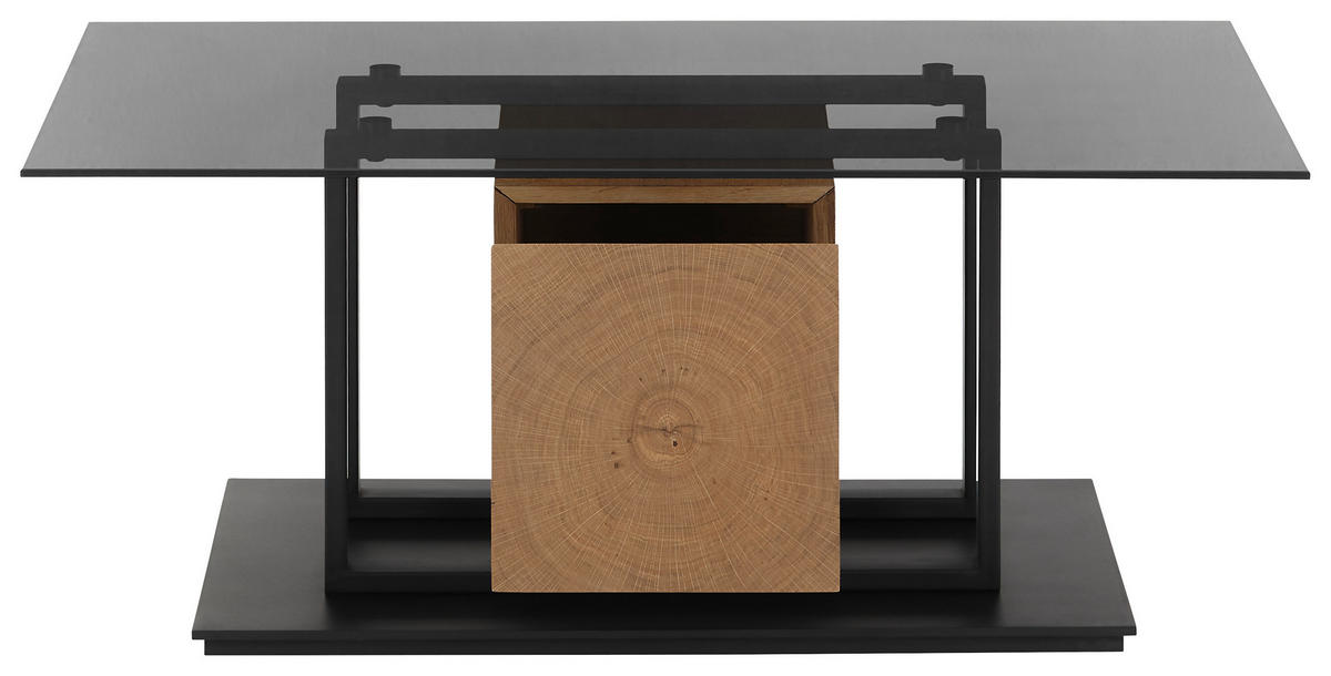 COUCHTISCH in Holz, Glas, Holzwerkstoff 110/70/45 cm  - Eichefarben/Schwarz, Design, Glas/Holz (110/70/45cm) - Novel