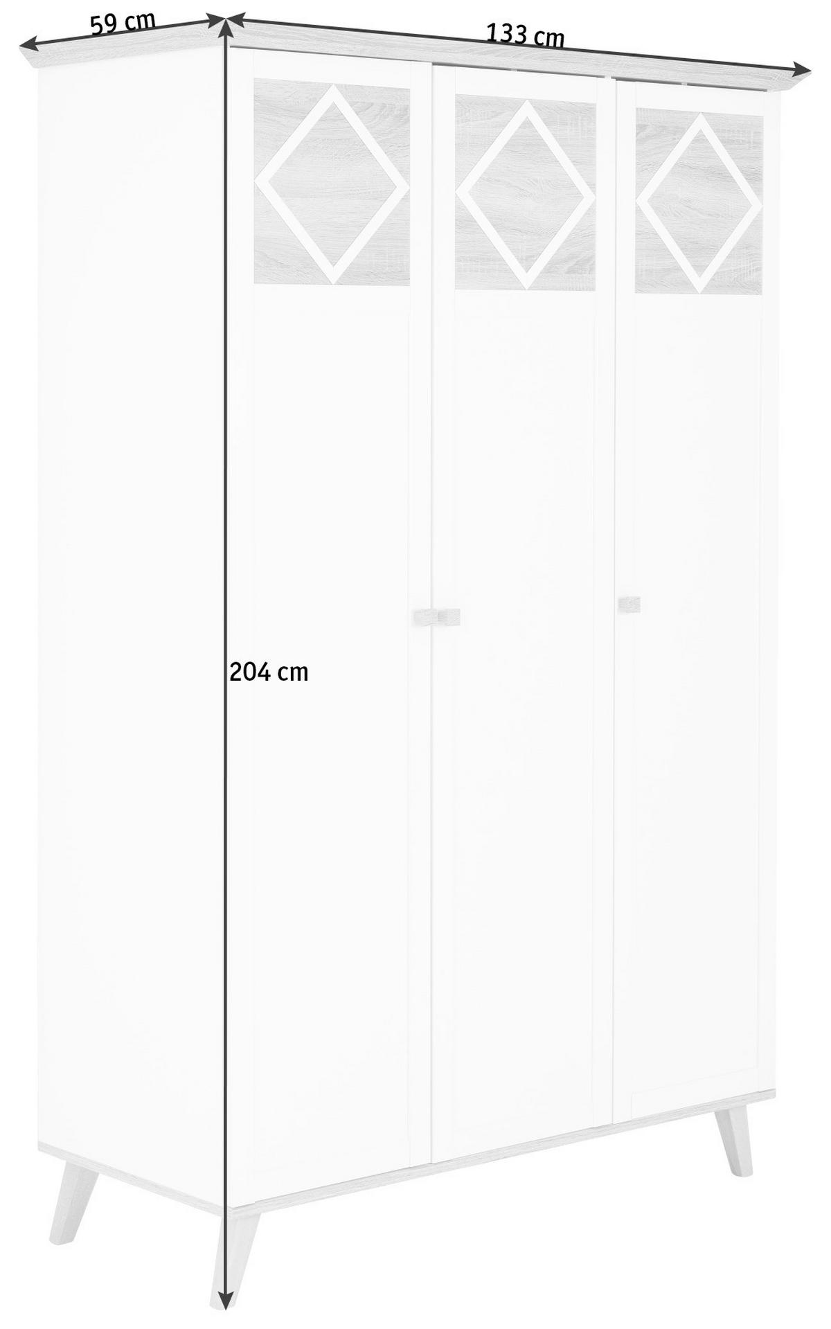 DULAP CU UȘI ROTATIVE alb, culoare lemn stejar  - alb/culoare lemn stejar, Design, material pe bază de lemn (133/204/59cm) - Livetastic