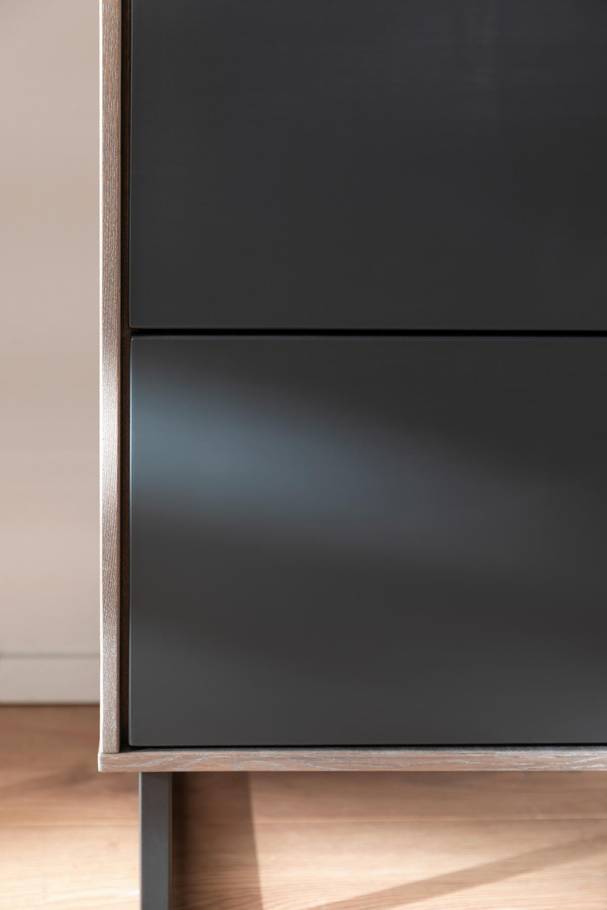 LOWBOARD  in 208/68/50 cm  - Eichefarben/Anthrazit, Design, Glas/Holz (208/68/50cm) - MID.YOU