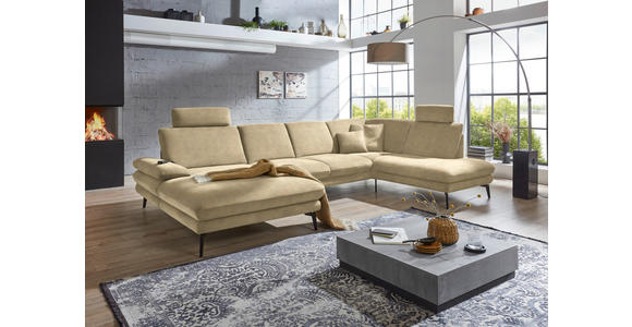 WOHNLANDSCHAFT in Velours Cappuccino - Schwarz/Cappuccino, Design, Textil/Metall (180/344/208cm) - Dieter Knoll